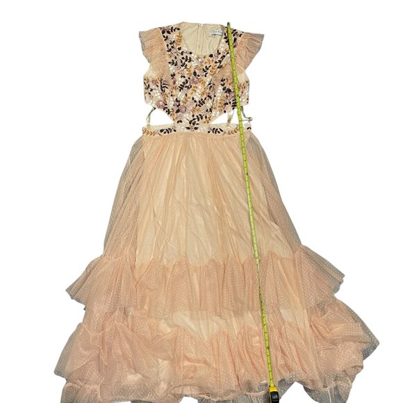 Mac Duggal Womens 12 Embroidered Whimsical Fairy Wedding Prom Tulle Tiered Gown - Picture 2 of 9